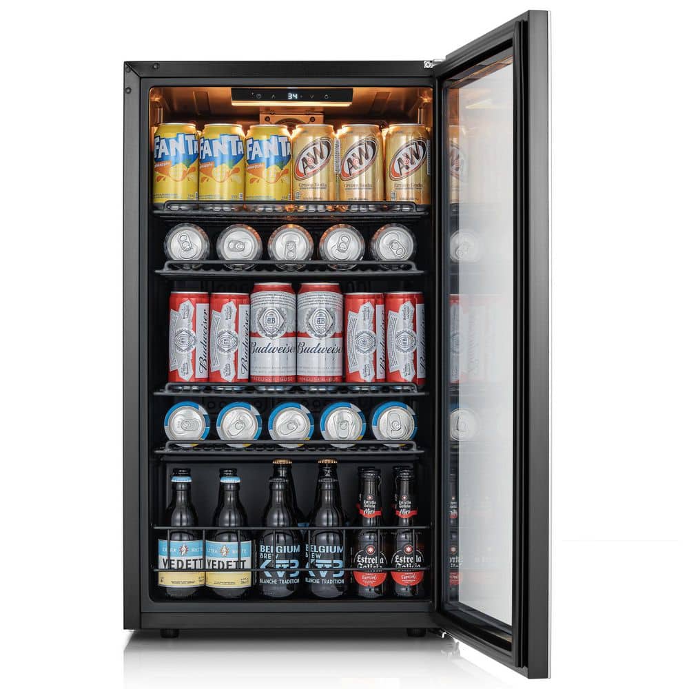 Ca'Lefort 18.8 in. Single Zone 142-Can Beverage Cooler Freestanding Refrigerator Frost Free Tempered Glass Door in Stainless Steel CLF-BSJC95-HD