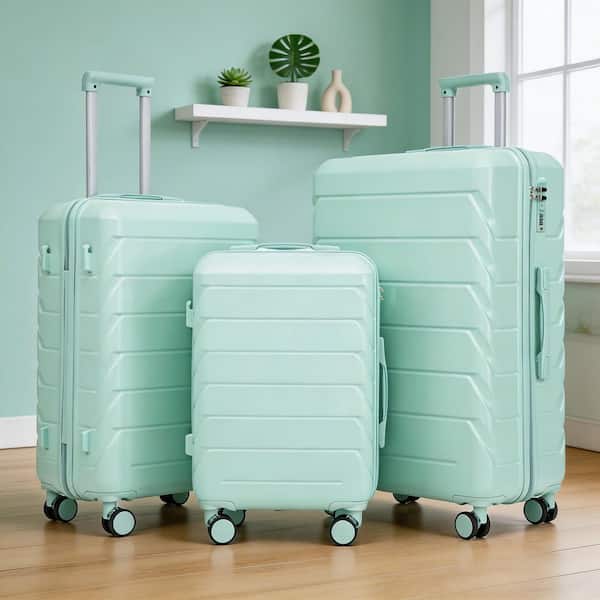 LIVACA 3-Piece Mint Green ABS Plastic Hardside Spinner Wheel