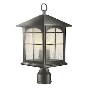 Hampton Bay Outdoor Post Light Rust with Beveled Glass & 3" Pier Base 