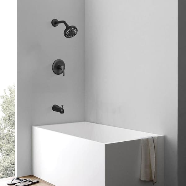 Single Handle 6-Spray Tub and Shower Faucet bathtub faucet 1.8 GPM in Spot Defense Matte Black (Valve Included)
