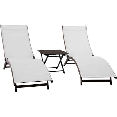 3-Piece Aluminum Adjustable Outdoor Chaise Lounge Set