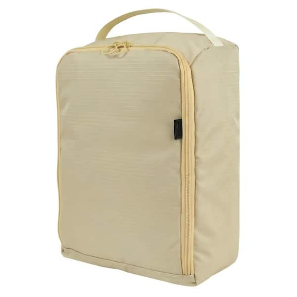 Waterproof Shoe Bag with Full Opening and SBS Zipper, Portable Foldable Travel Luggage Organizer with Handle, Beige
