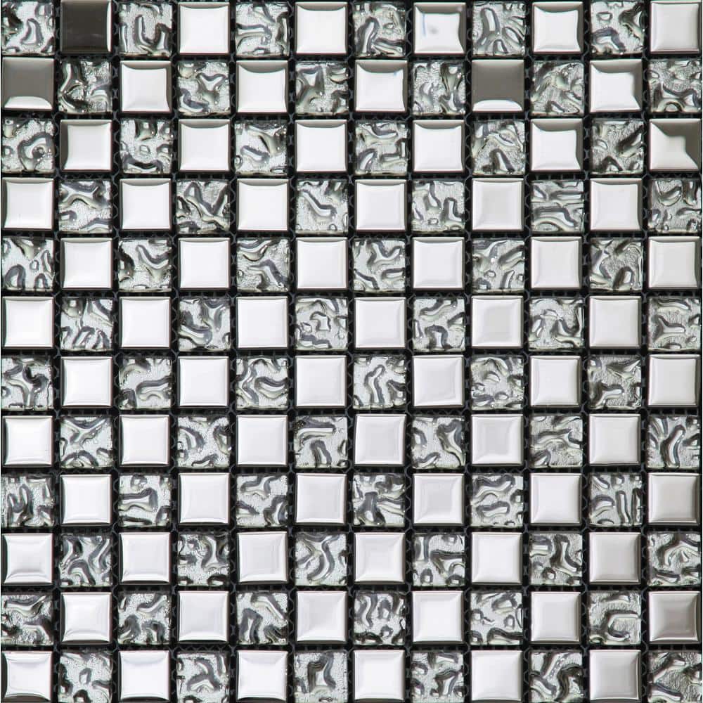 Silver 4 in. x 5 in. Polished Glass Mosaic Tile Sample (0.13 sq. ft./Piece) price history on PriceWatchPro