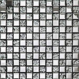 Silver 11.8 in. x 11.8 in. Polished Glass Mosaic Tile (4.83 sq. ft./Case)