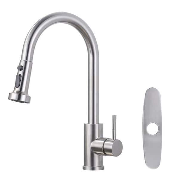 ARCORA Single-Handle High Arc Sink Faucet with Pull Down Sprayer in Brushed Nickel