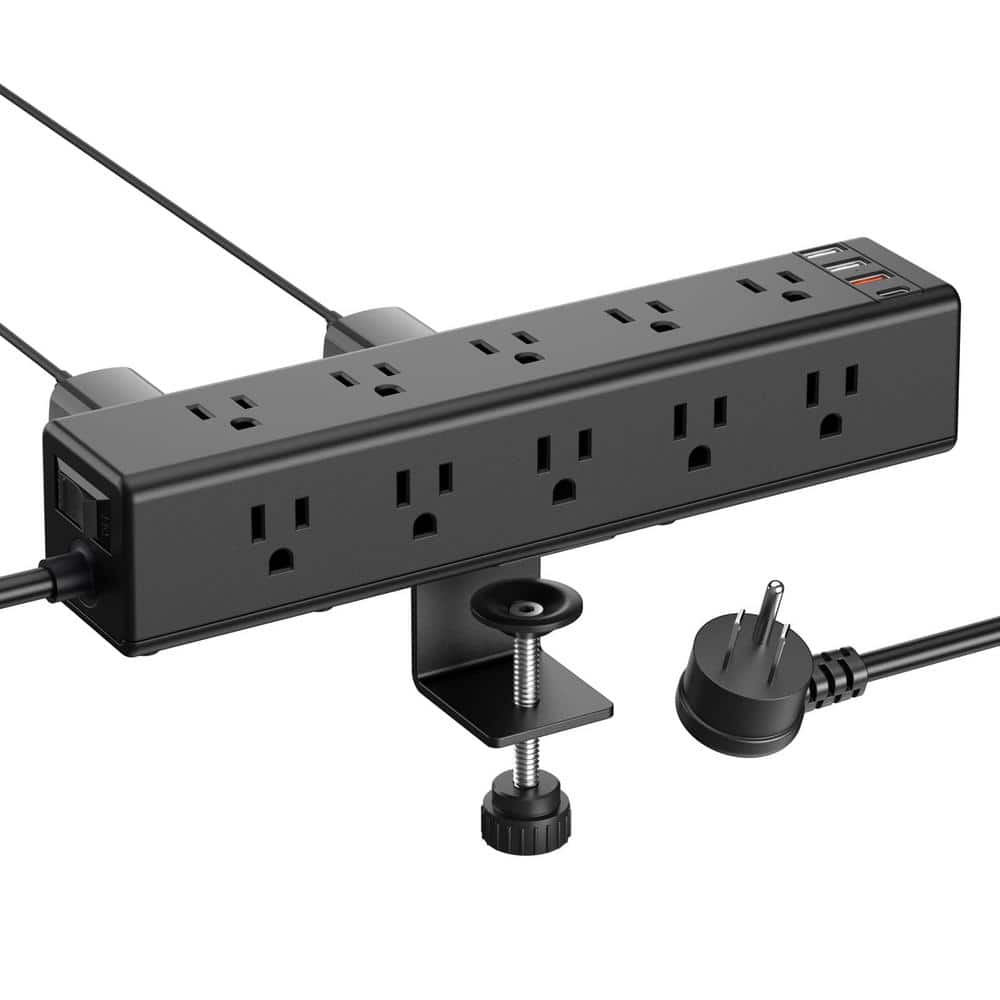 6 ft. Extension Cord 15-Outlet Power Strip Surge Protector in Black with USB Ports, Fit for 1.6 in. Tabletop price history on PriceWatchPro