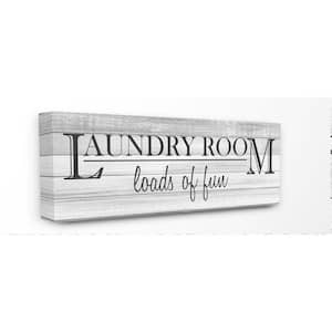 10 in. x 24 in. "Fun Laundry Room Bathroom Black And White" by Kimberly Allen Canvas Wall Art