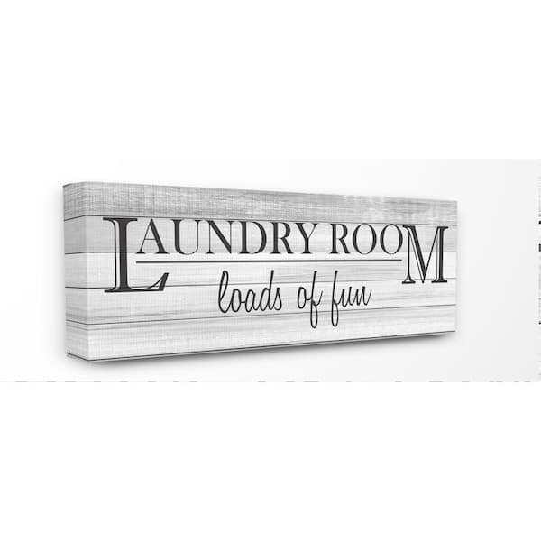 Stupell Industries 10 in. x 24 in. "Fun Laundry Room Bathroom Black And White" by Kimberly Allen Canvas Wall Art