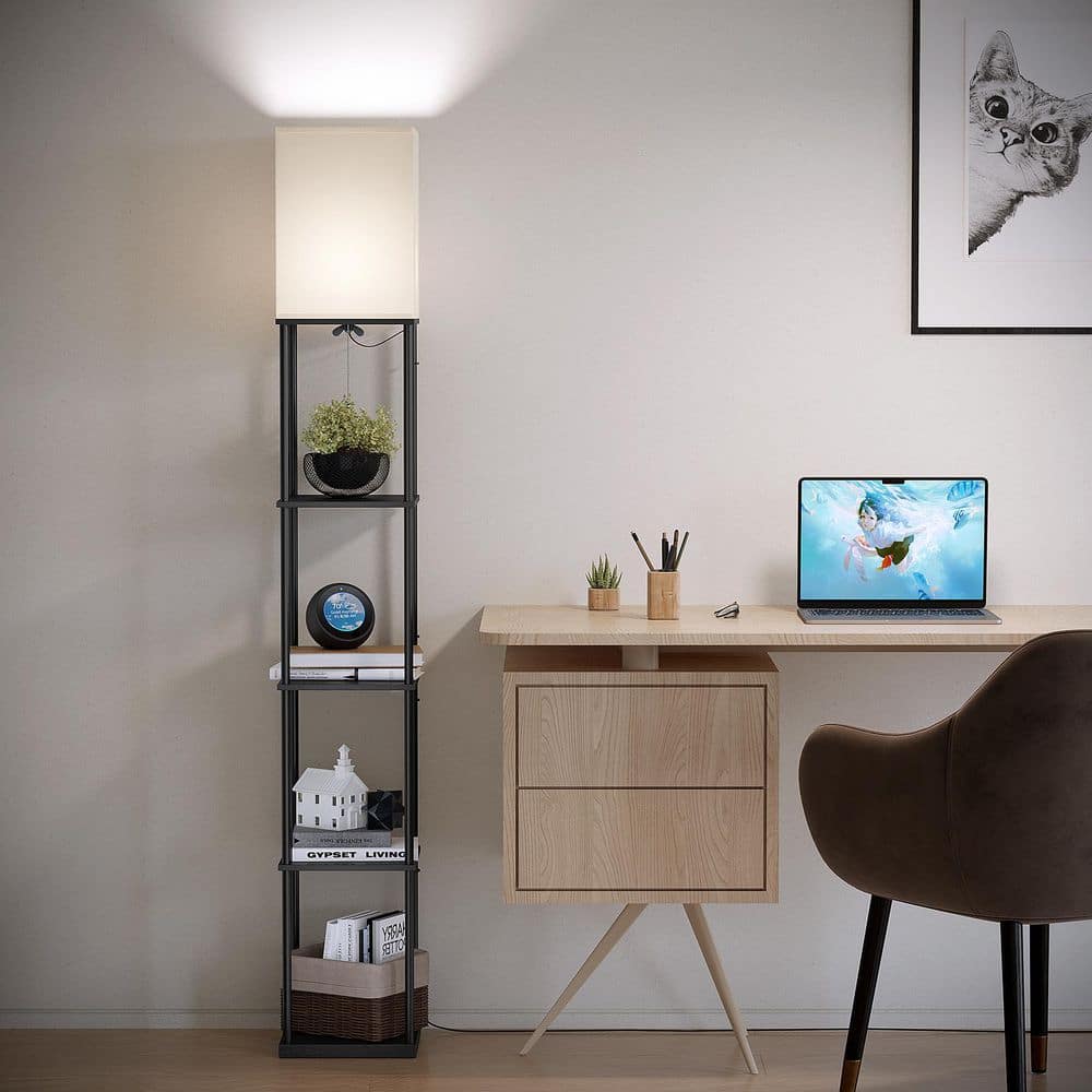 70 in. Black Floor Lamp with Shelves, 5 Tier, Modern Column Standing Floor Lamp with 3-Color Temp Bulb, Corner Display price history on PriceWatchPro