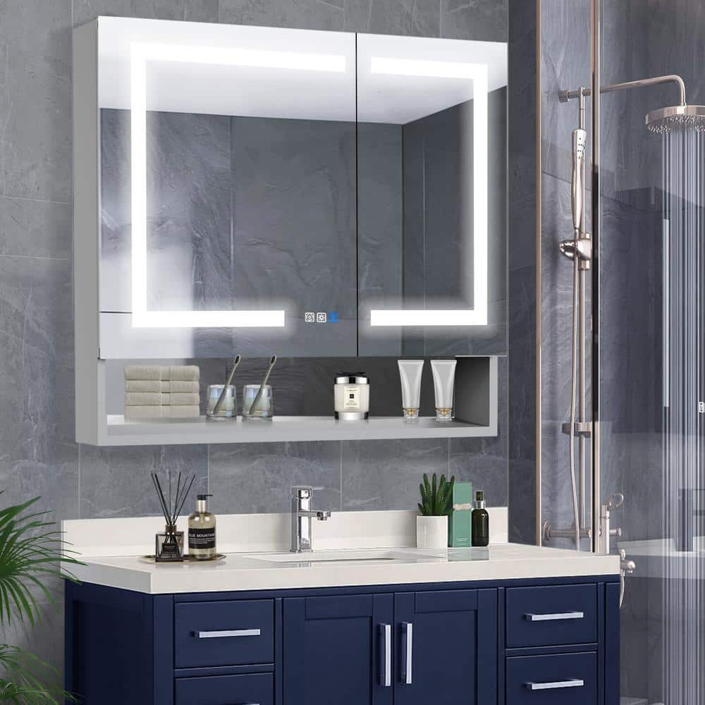 Boost-M2 20 W x 32 H Bathroom Narrow Light Medicine Cabinets with Vanity  Mirror Recessed or Surface