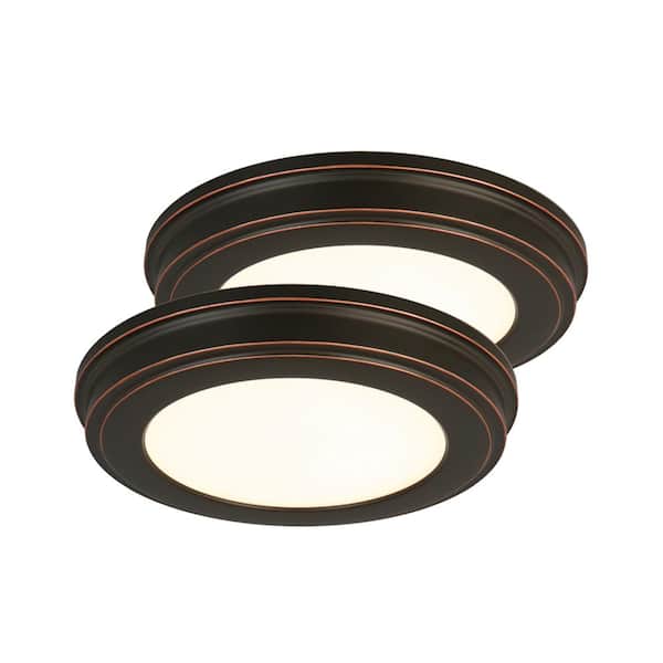 Commercial Electric 11 in. Oil Rubbed Bronze Color Changing LED Ceiling Flush Mount (2-Pack)