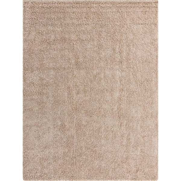 Unique Loom Solid Shag Taupe 9 ft. x 12 ft. Area Rug
