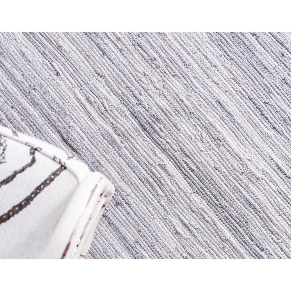 Handmade Gray Stripe Cotton Reversible Runner Rug