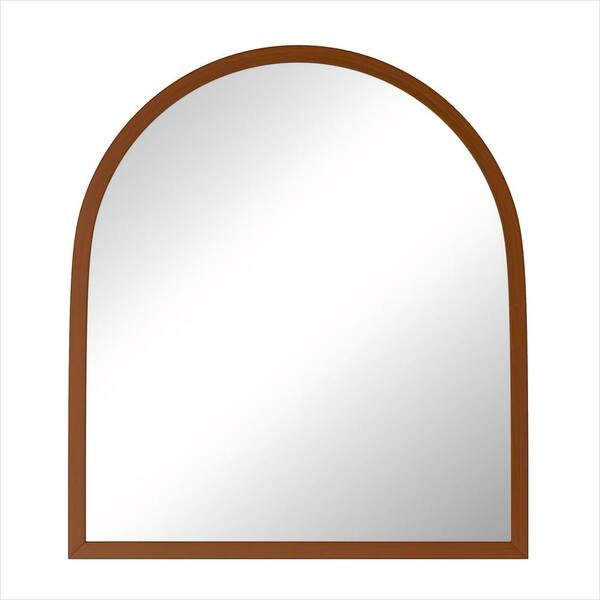 Unbranded Timeless Elegance: 2 Set Walnut 31 in. W x 35 in. H Arched Wooden Framed Wall Mirror Bathroom, Bedroom Vanity Mirror Set