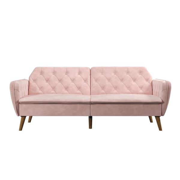 Novogratz Tallulah Pink Velvet Memory Foam Futon 2144779N The Home Depot