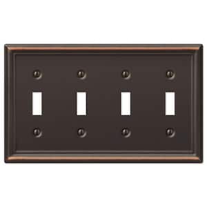 Ascher 4 Gang Toggle Steel Wall Plate - Aged Bronze