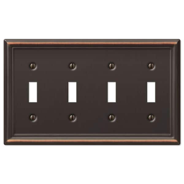 AMERELLE Ascher 4 Gang Toggle Steel Wall Plate - Aged Bronze