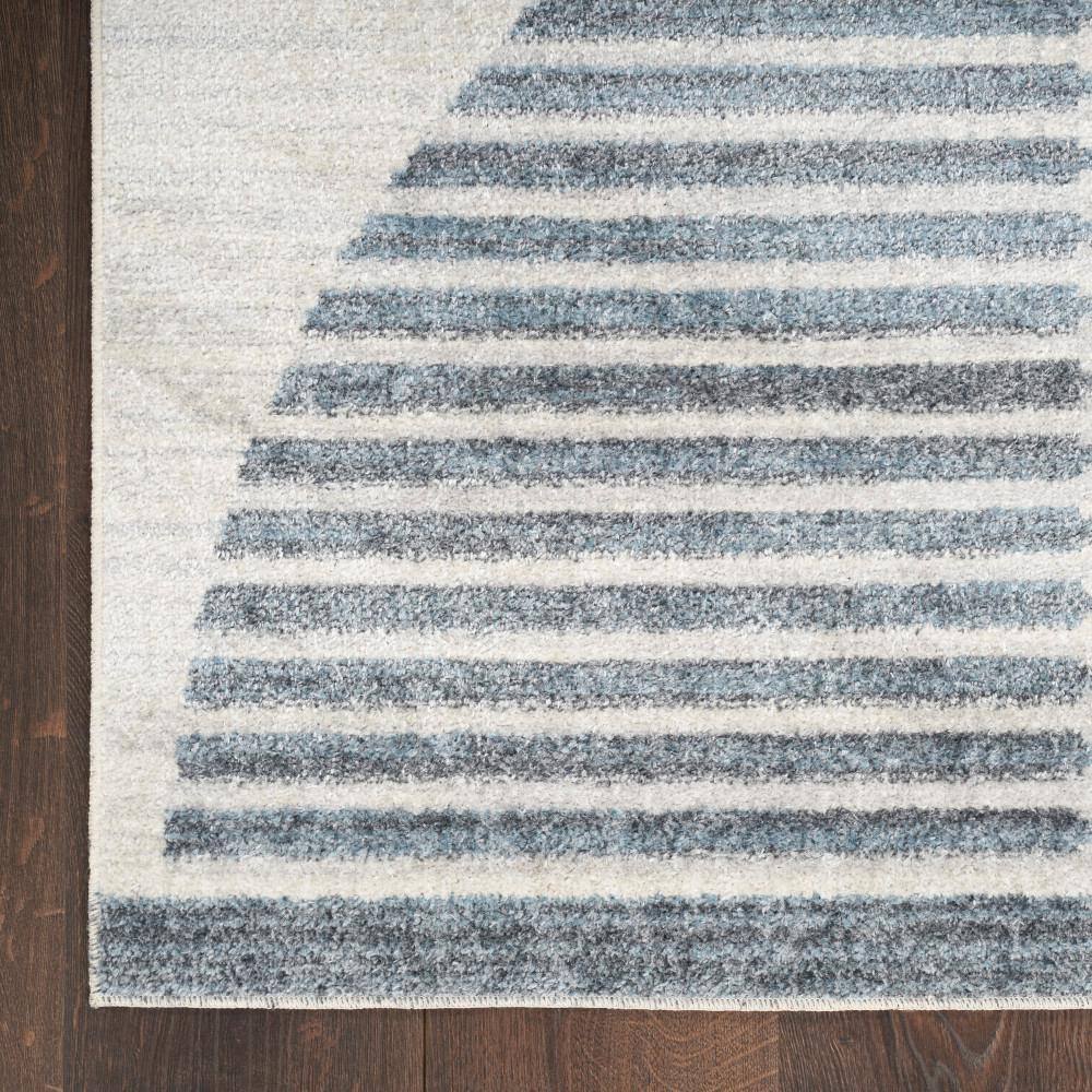 Astra Ivory Blue Machine Washable Geometric 4' x 6' Area Rug