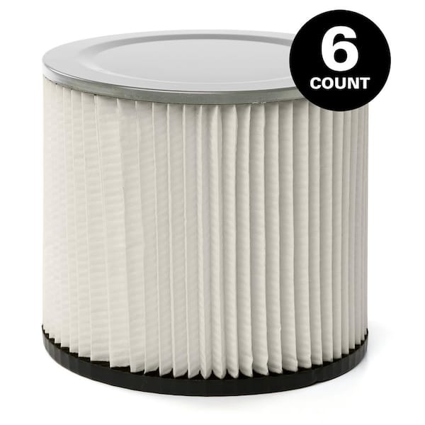 MULTI FIT VF2007B Standard Replacement Cartridge Filter for Most Shop-Vac Branded Wet/Dry Shop Vacuums (6-Pack) - 1