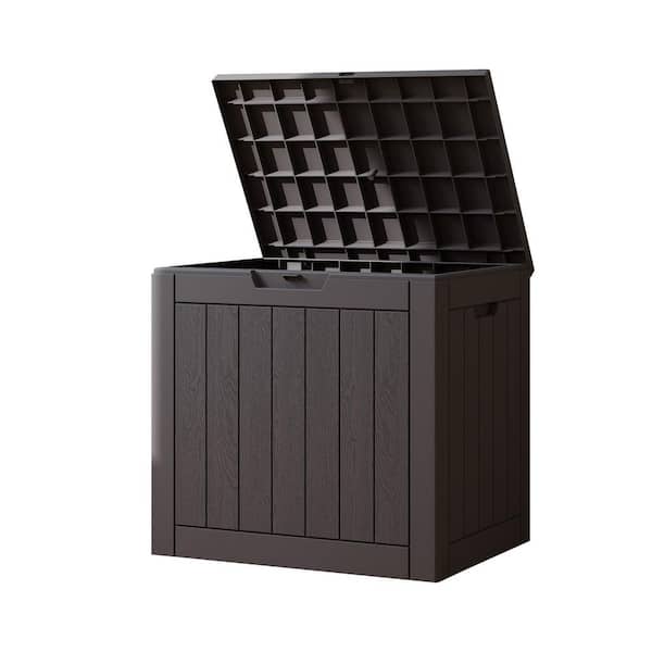 Tenleaf 31 Gal. Brown Weatherproof Resin Deck Box Outdoor Storage Box with Lockable Lid