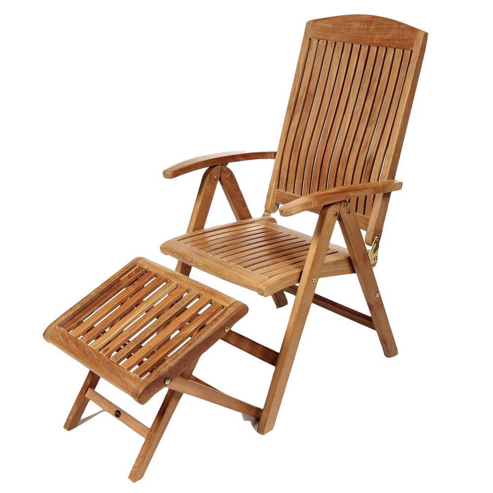 Arb Teak Brown Adjustable Outdoor Wood Leg Rest