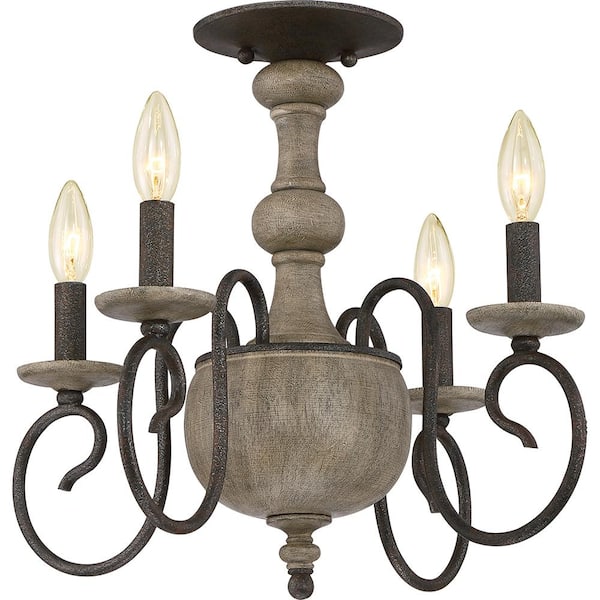 Quoizel Castile 4-Light Rustic Black Semi-Flush Mount