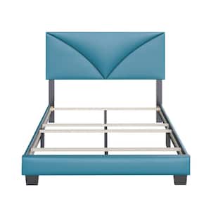 Cornerstone Teal Faux Leather Queen Upholstered Bed Frame with Headboard