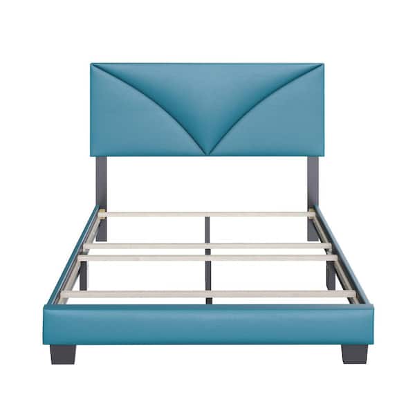Boyd Sleep Cornerstone Teal Faux Leather Queen Upholstered Bed Frame with Headboard