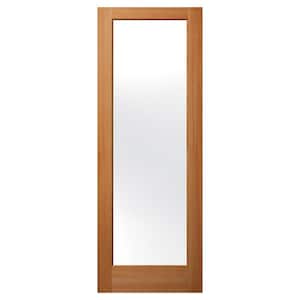 32 in. x 96 in. Universal Full Lite Satin Glass Unfinished Fir Wood Front Door Slab with Ovolo Sticking
