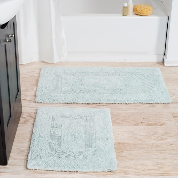 Seafoam Green 1 ft. 10 in. x 2 ft. 11 in. Cotton 2-Piece Bath Rug Set