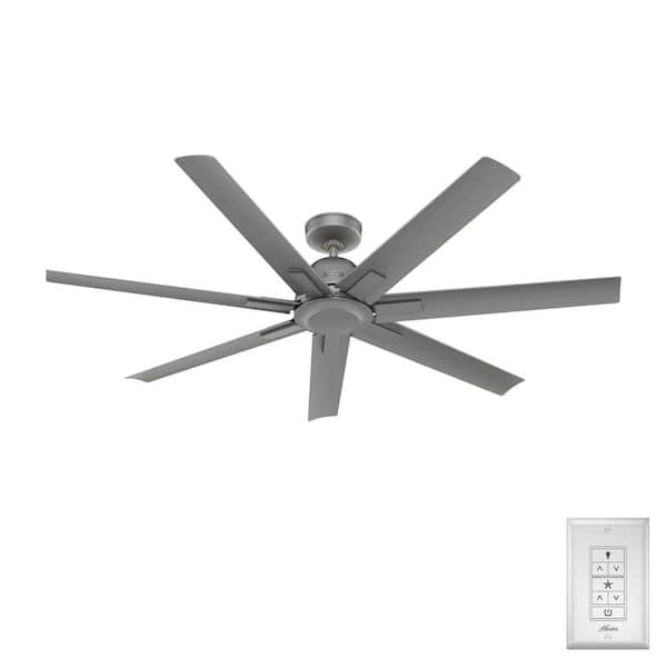 Downtown 60 in. 6-Speed Ceiling Fan in Matte Silver with Wall Control For Patios or Bedrooms