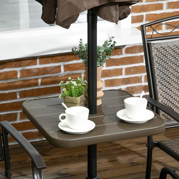 Unbranded 19 in. Out sunny Beach Umbrella Table Tray, Patio Umbrella Base, Slatted Instant Portable Beach Tables in Brown