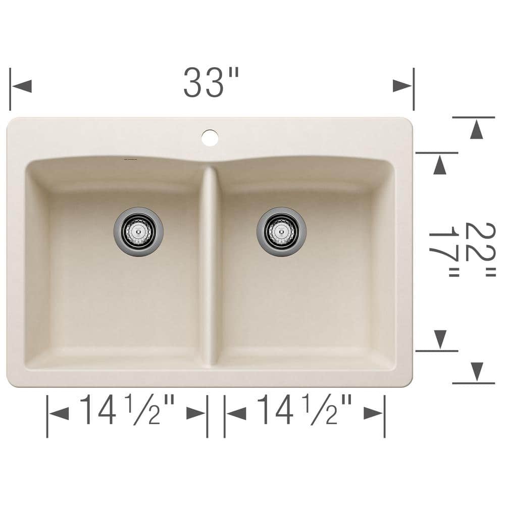Soft White Stone Double Bowl Drop-In Kitchen Sink