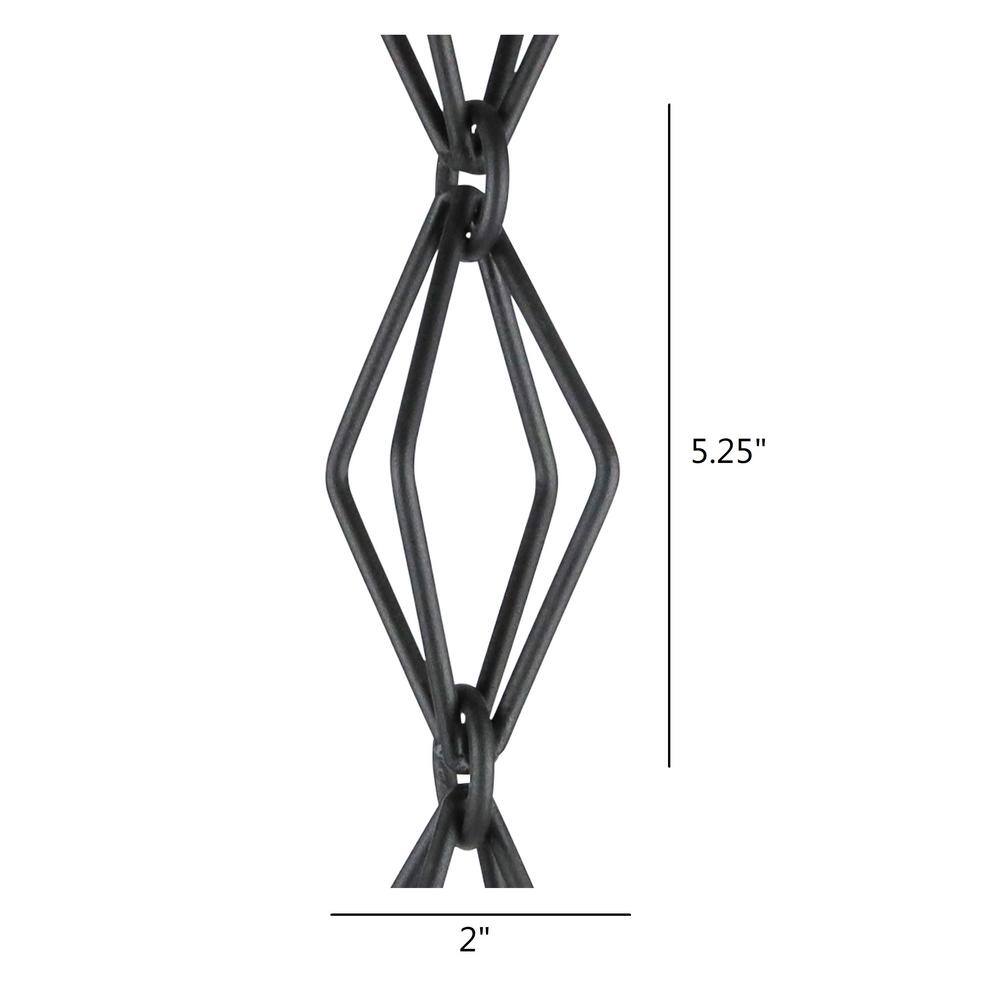 8.5 ft Black Powder Coated Metal Diamond Link Rain Chain