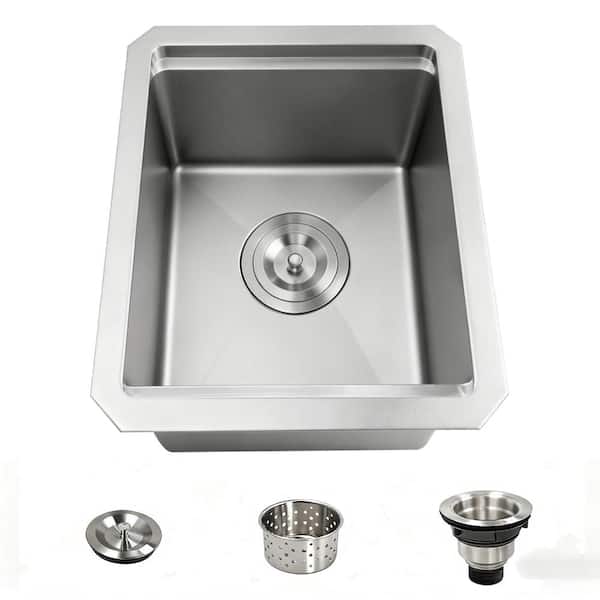 12 in. Undermount Single Bowl 11 Gauge Stainless Steel Bar Sink with Workstation Track and Quiet Drain
