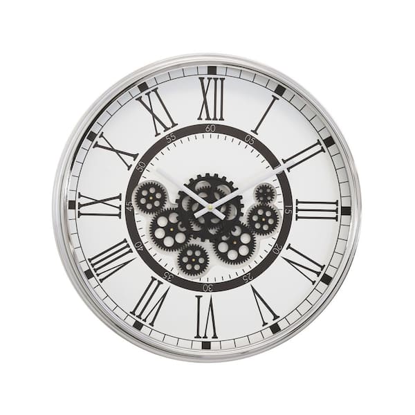 Yosemite Home Decor Black and White 22"D Clock with Open Moving Gears