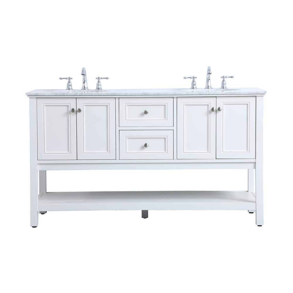 Simply Living 60 in. W x 22 in. D x 33.75 in. H Bath Vanity in White with C