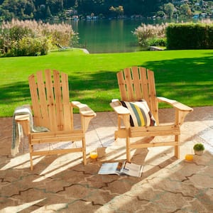 Classic Light Brown Wood Adirondack Chair (Set of 2)