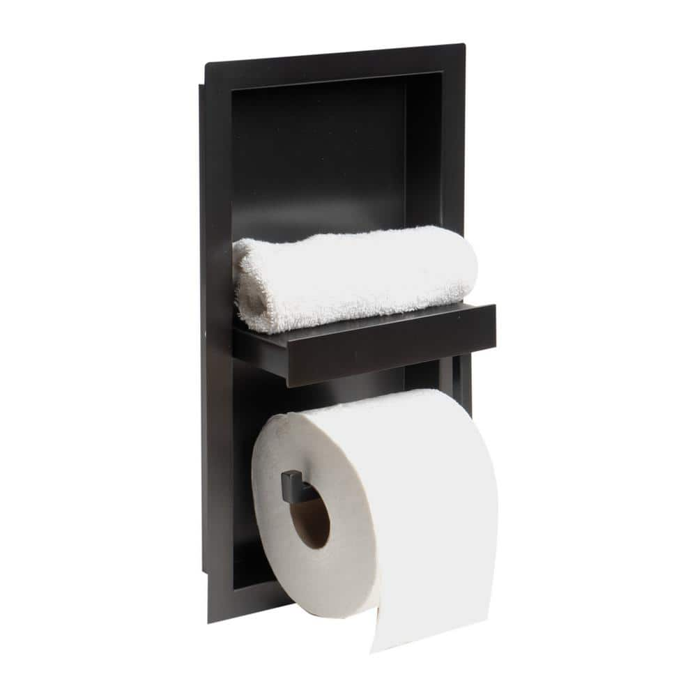 ALFI brand ABTPNP88-BB Brushed Black PVD Stainless Steel Recessed Toilet Paper Holder Niche