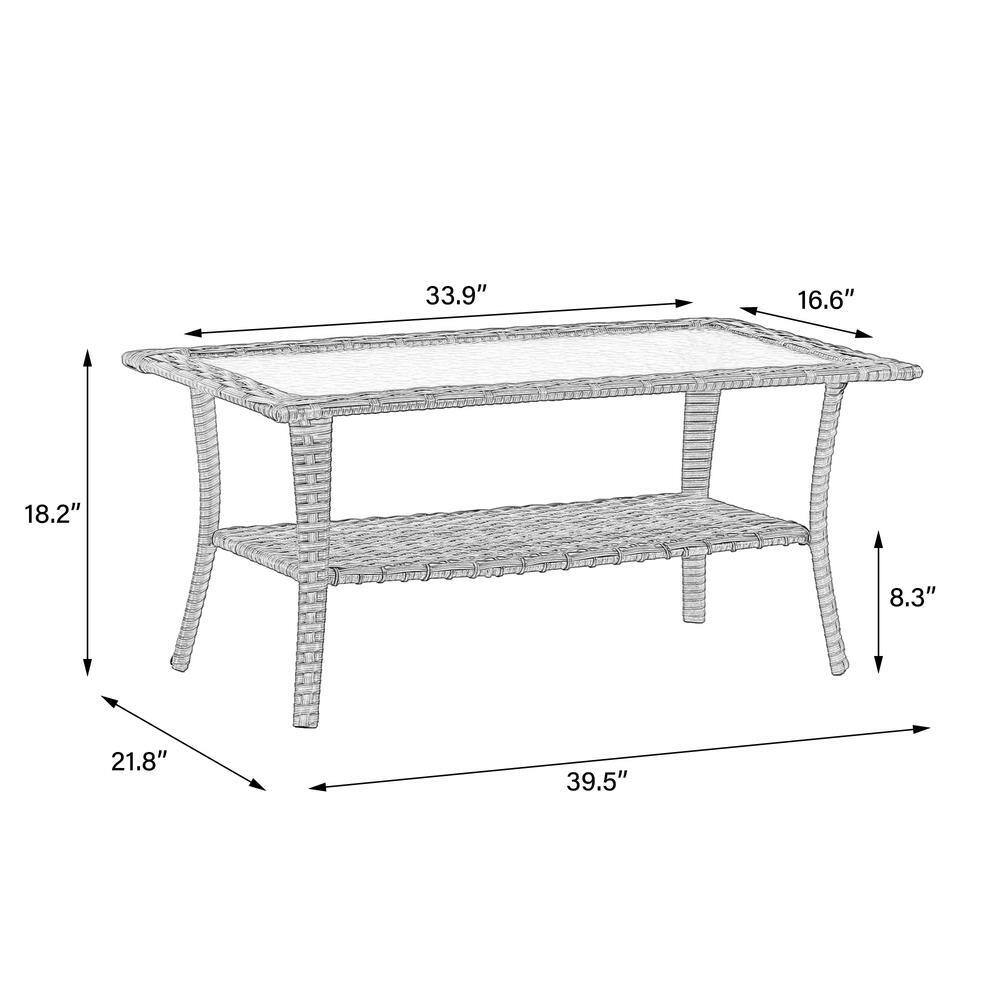 Measurement diagram of the wicker coffee table.