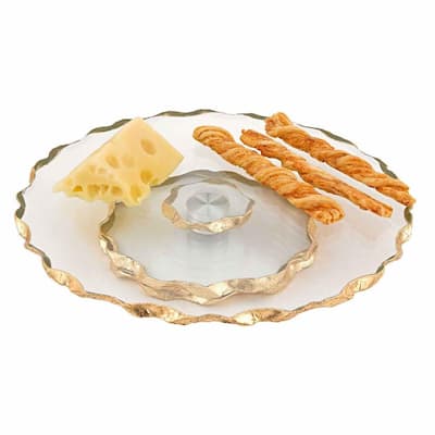 Amelia 13 in. W x 4 in. H x 13 in. D Round Gold Glass Platters