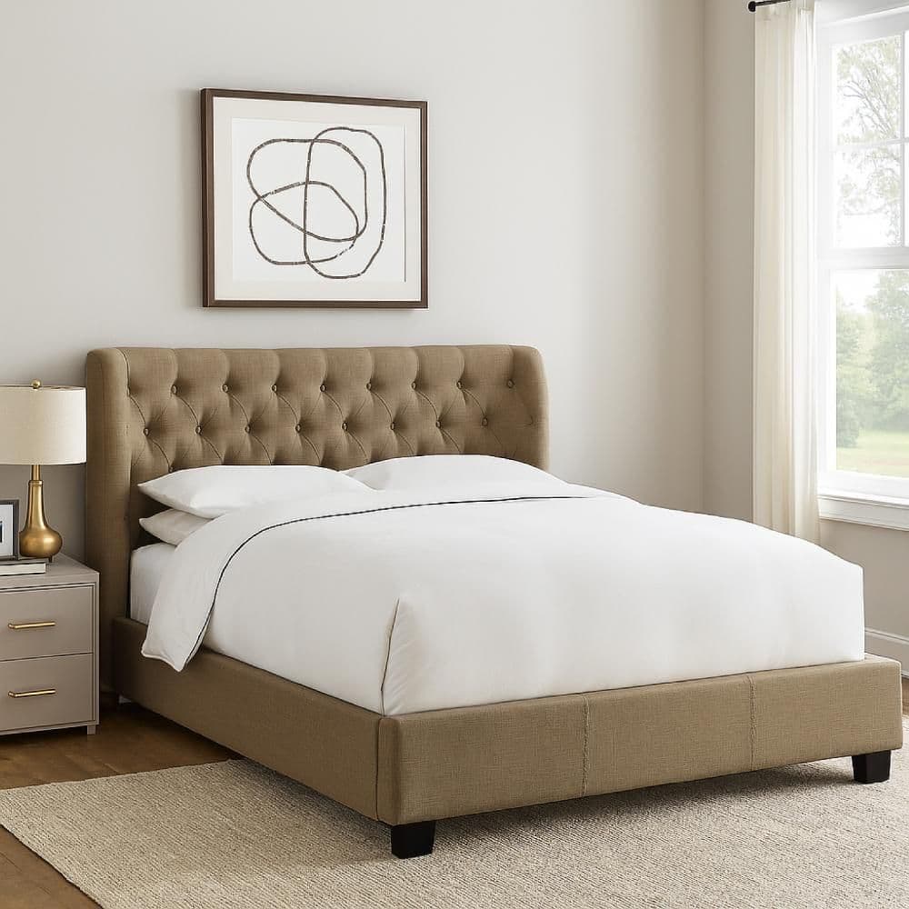 pecha! ベット pecha! ベット Benjara Charie White Wood Frame King Panel Bed with