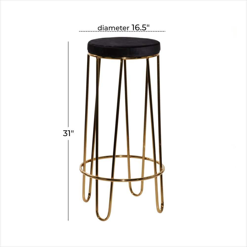 Sleek 31" Black Upholstered Metal Bar Stool