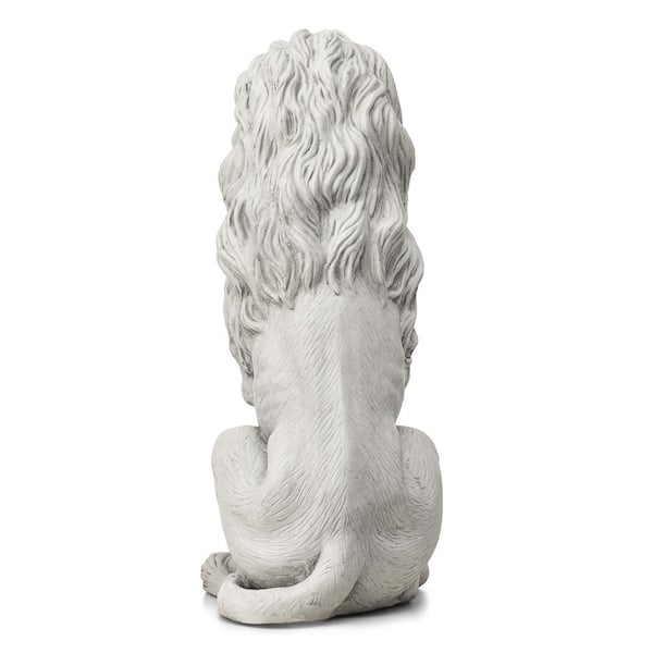 Glitzhome 27.75 in. H Oversized MGO White Guardian Sitting Lion