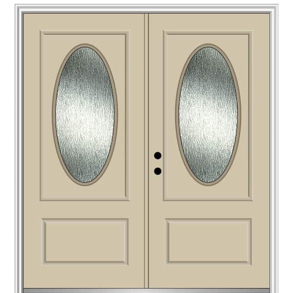 MMI Door 72 in. x 80 in. Right-Hand/Inswing Rain Glass Wicker Fiberglass Prehung Front Door on 4-9/16 in. Frame
