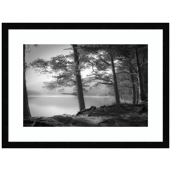 Amanti Art "Scottish Lake" by Dorit Fuhg 1-Piece Wood Framed Black and White Nature Photography Wall Art 16 in. x 21 in.
