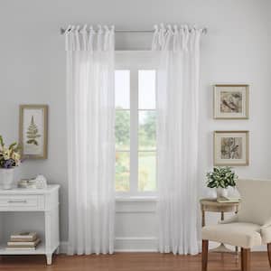 White Floral Tab Top Sheer Curtain - 52 in. W x 95 in. L