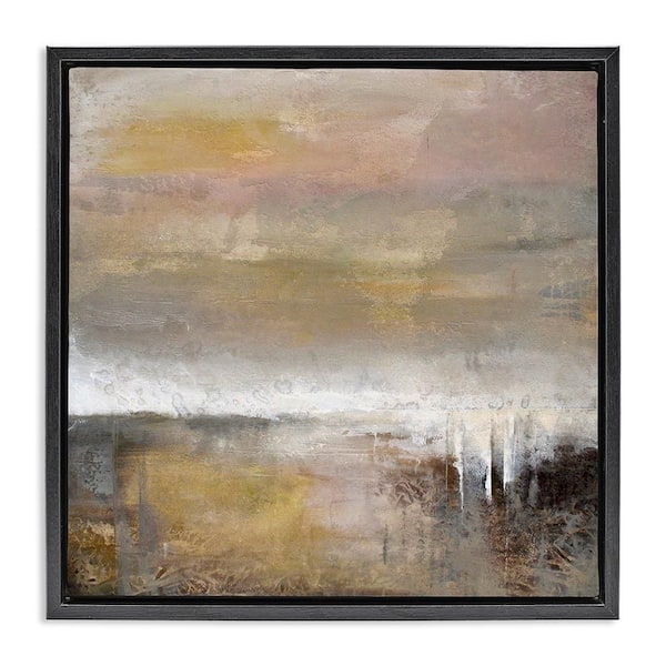 Stupell Industries Neutral Earthy Abstract Landscape by Karen Hale Black Floater Frame Abstract Graphic Art Print 25 in. x 25 in.
