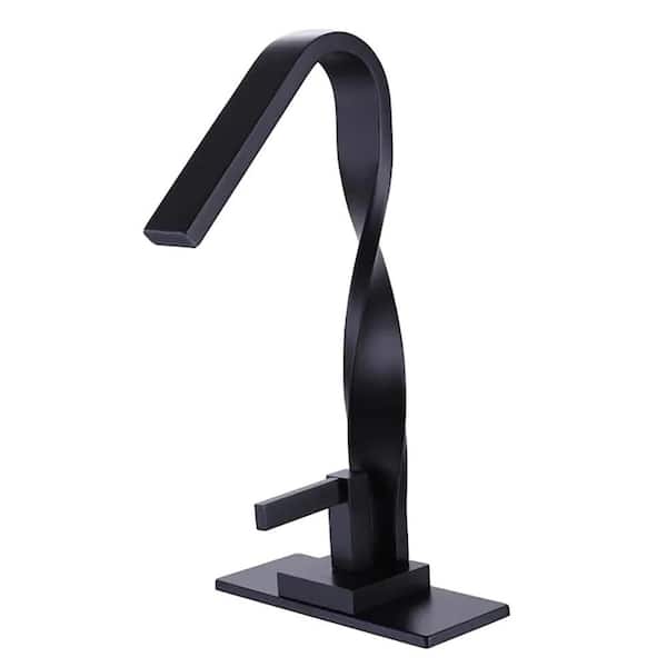 Flynama Single-Handle Basin Faucets Brass Faucet Kitchen Hot and Cold Mixer Water Tap in Matte Black