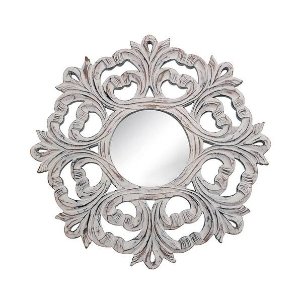 Seasonal Abode Inc Evie 23.6 in. x 0.7 in. Modern Novelty Framed White Decorative Mirror